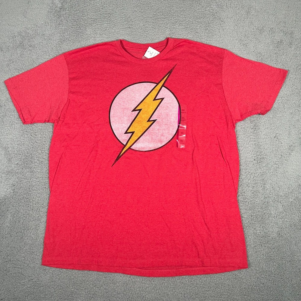 The Flash Shirt Mens 2XL Red DC Comics Superhero Graphic Tee Short Sleeve New