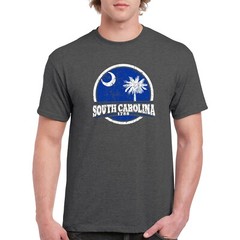 South Carolina Distressed Circle – Hometown Pride T Shirt – Dark Heather