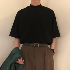 Half Turtleneck Short Sleeve Shirt for Men in Casual Style and Comfort