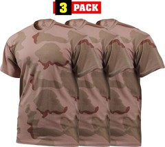 Tri Color Desert Camouflage T-Shirts Mens Tactical Short Sleeve Shirt 3 PACK