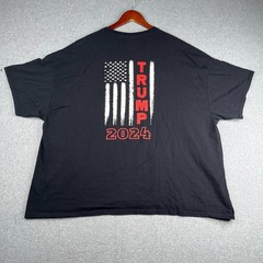Trump 2024 T Shirt Adult 4XL Black USA Flag Graphic Print Gidan Ultra Cotton Men