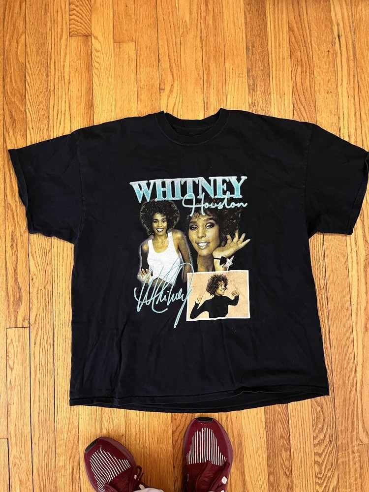 Whitney Houston Adult Size 2XL Black Rap Tee T Shirt RB QUEEN SOUL Graphic