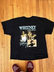 Whitney Houston Adult Size 2XL Black Rap Tee T Shirt RB QUEEN SOUL Graphic