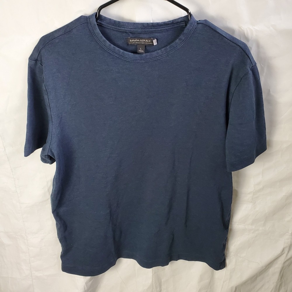 Banana Republic Shirt Mens L Blue Luxury Touch T-Shirt Tee Preppy Casual Crew
