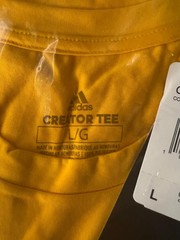 Adidas Creator SS T-Shirt Large Gold Yellow White Lightweight Short Sleeve