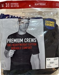 Stafford 3Pk Men’s XL Black Crewneck TShirts Heavyweight 100% Cotton Undershirt