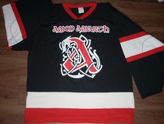 Amon Amarth Viking 11 – X-LARGE Band Logo Hockey Jersey – Canada Red White Black