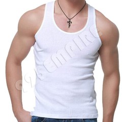 Men 100%Cotton Ribbed Black/White/Grey Tank Top A-Shirt Wife Beater Undershirts