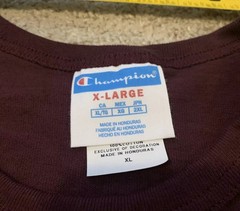 VINTAGE XL Champion Maroon Plum Heavy Weight Cotton TShirt EXTRA LARGE Lot Of 4