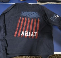 Ariat Men’s F.R. Blue Graphic Logo Crew Neck Long Sleeve T-Shirt XLT Big & Tall