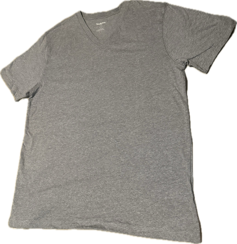 Gray Goodfellow Mens V-Neck Short Sleeve T-Shirt – Size Medium – Benefits HRC
