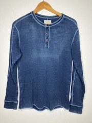 Lucky Brand Men’s Blue Waffle Knit Thermal Henley Shirt Long Sleeve Medium