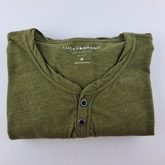 Lucky Brand Henley T-Shirt Mens Medium Green Short Sleeve