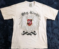 Avirex T-Shirt Mens Size XXL Off White Y2K Crest Sky Kings Logo 2XL Hip Hop
