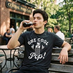 Mens One Cool Pop T Shirt Funny Father’s Day Gift Soda Drink Joke Tee for Guys
