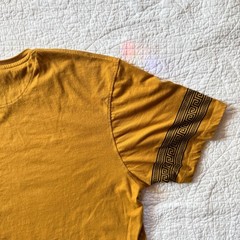 Casa Moda Couture Mustard Yellow Greek Geometric Stripe Pattern T-Shirt Mens 2XL