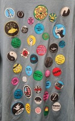 VTG 90s Hobo Signs Single Stitch Peace Hippie Pins Long Sleeves Shirt OSFA Gray