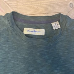 Tommy Bahama Men’s Lot of 2 Solid Knit T-Shirts L/G Blue V-Neck Green Crew