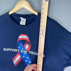Support The Troops T-Shirt Men’s XL Blue Patriotic American Flag USA Tee