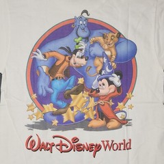 Walt Disney World 25 Mens White Shirt Smal Mickey Goofy Aladin Simba USA Made
