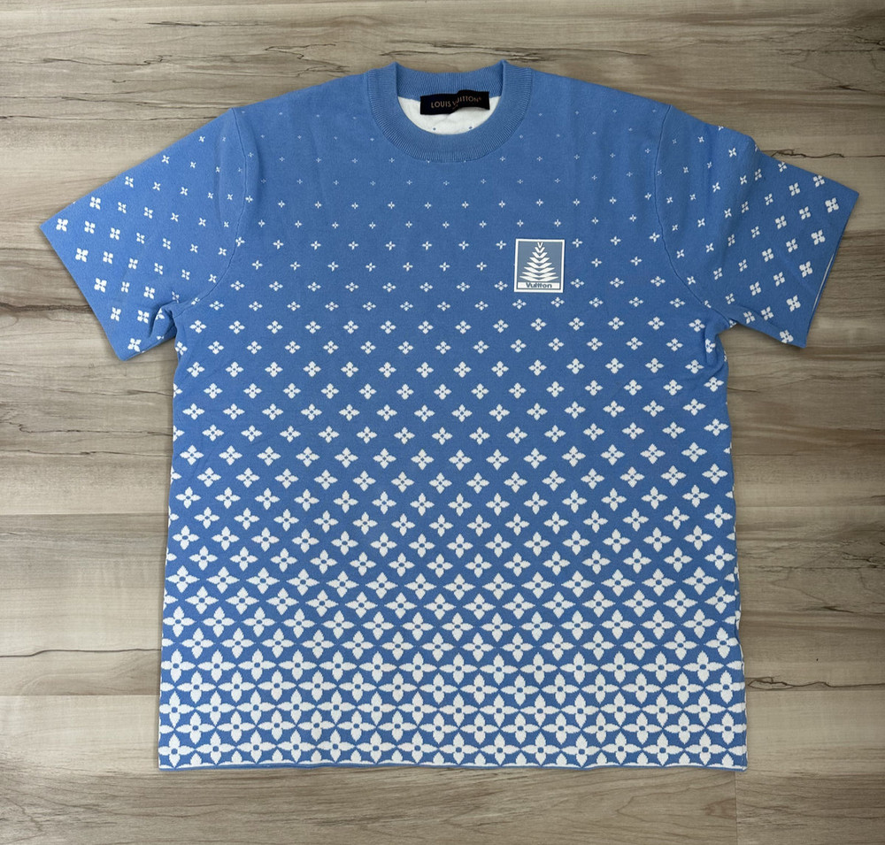 Louis Vuitton Knitted Cotton Sweatshirt Snow Blue sz M