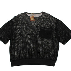 Italo Ferretti NWT Semi Sheer Velvet Mesh T-Shirt Size XL In Black