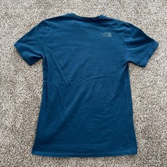 The North Face “Never Stop Exploring” Blue T-shirt Adult size Small Hike Cotton