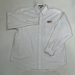 Vintage EBAY Button Down Shirt Promo Logo Embroidered Men’s XL White As-is