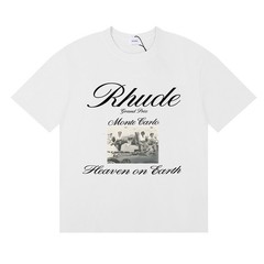Men Women RHUDE Print Letter People Cotton Short Sleeve POLO Loose T-Shirt S-2XL