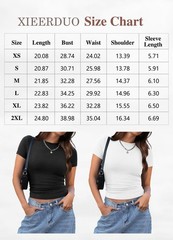 XIEERDUO Baby Tees for Women Y2K T Shirts Slim Fit Spring Tops Two Pack Black
