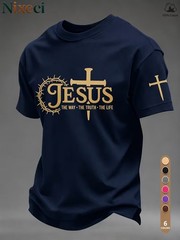 T-Shirt: Truth, Faith, Life Christian Cross Short Sleeve Round Neck 3D Print New