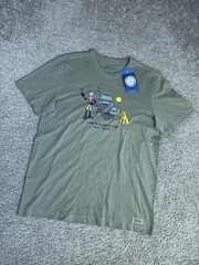Life Is Good Shirt Mens M Green LOW ‘N SLOW Graphic Crew Neck Cotton Grill