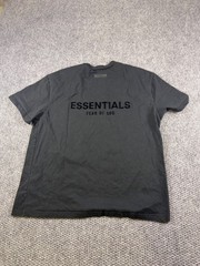 Fear Of God Essentials Shirt Mens Large Black Logo Graphic Front Back Tee