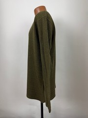 Vintage 90s Ribbed Knit Shirt Men Medium Minimalist Casual Olive Brown Midweight