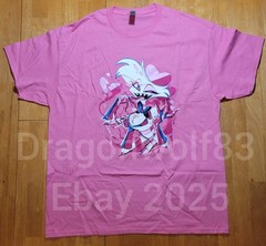Hazbin Hotel Angel Dust Summer Splatter XL Pink Shirt Vivziepop Sharkrobot