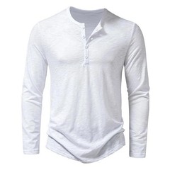Camisa De Manga Larga Moda Lujo Camiseta Elegante Algodón Cuello V Para Hombres