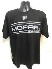 Black T-Shirt w/ White Mopar Established 1937 Emblem / Logo (Licensed)