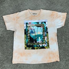 Alice In Wonderland Shirt Mens Large Curiouser & Curiouser Orange Tie Dye Disney