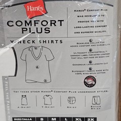 Vintage 2001 Hanes Comfort Plus V-Neck T Shirts Mens Large 2pk White Undershirt