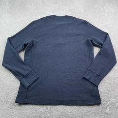 Eddie Bauer Shirt Mens Large Tall Blue Henley Waffle Knit Long Sleeve Thermal