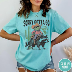 Western Cowboy Frog Raccoon Shirt Funny Graphic Tee Sarcastic Quote