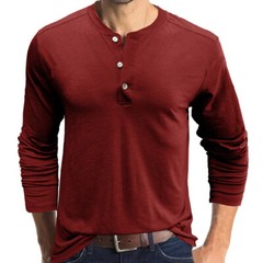 Zonbailon men’s simple Breathable T-shirt solid color bottomed Long Sleeve shirt