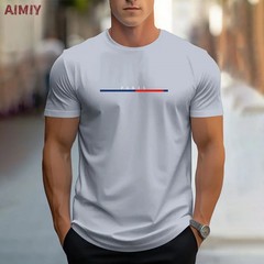 Summer Men’s T-shirt Top Casual Loose Fit Oversized T-shirt PARI Letter Pattern