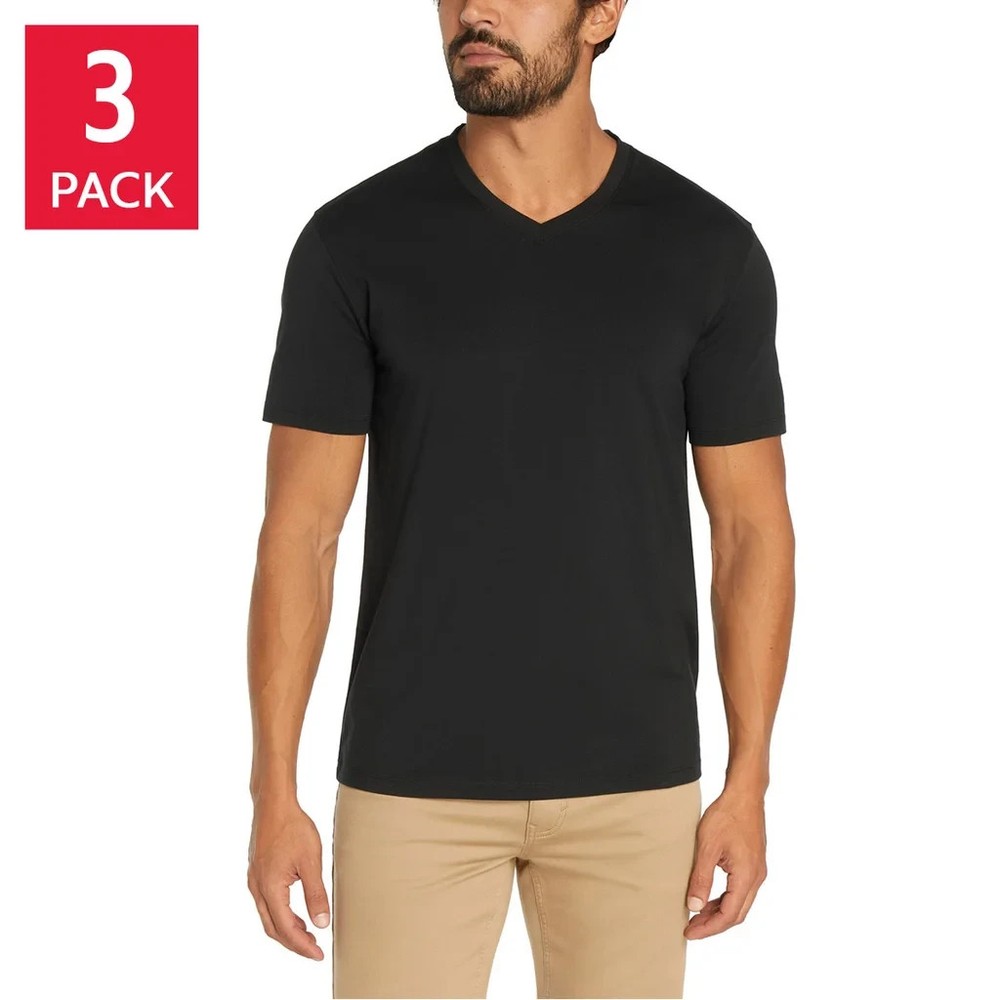Banana Republic V-Neck T-Shirt 3-Pack Cotton Stretch White Black Sizes M-XL