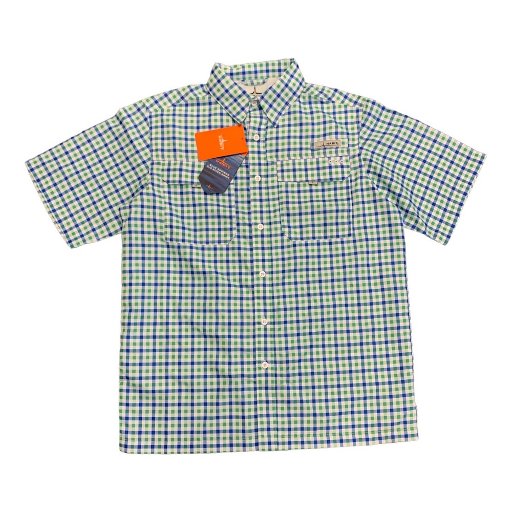 Habit Men’s Short Sleeve Blue Springs 40+ UPF Quick Dry River Shirt, TS10479