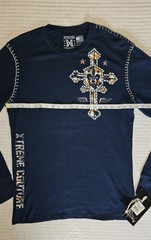 Xtreme Couture AFFLICTION Men’s Thermal SOLDIER OF FAITH Biker Wings XL