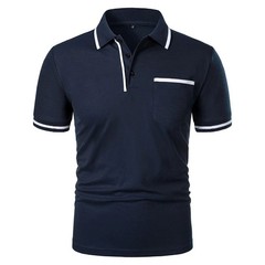 New Men’s Short Sleeve Polo Shirts Solid Color Casual T-shirt Summer Trendy