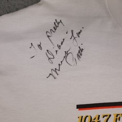 Vintage WZZK Country Music Shirt Mens XL White 104.7 Bill Lawson Signed 90s