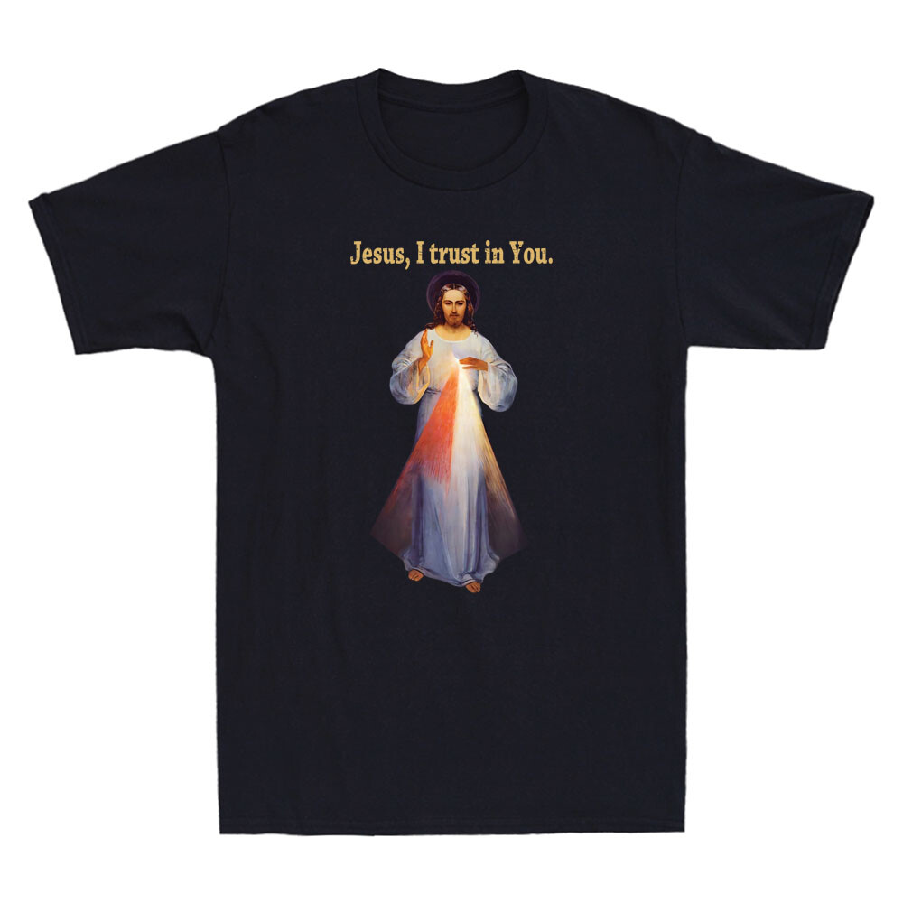 Jesus I trust in You Divine Mercy Funny Jesus Meme Christian Retro Men’s T-Shirt