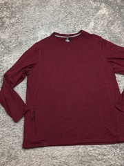 Members Mark Tech Crew Shirt Mens Size Red Maroon Long Sleeve